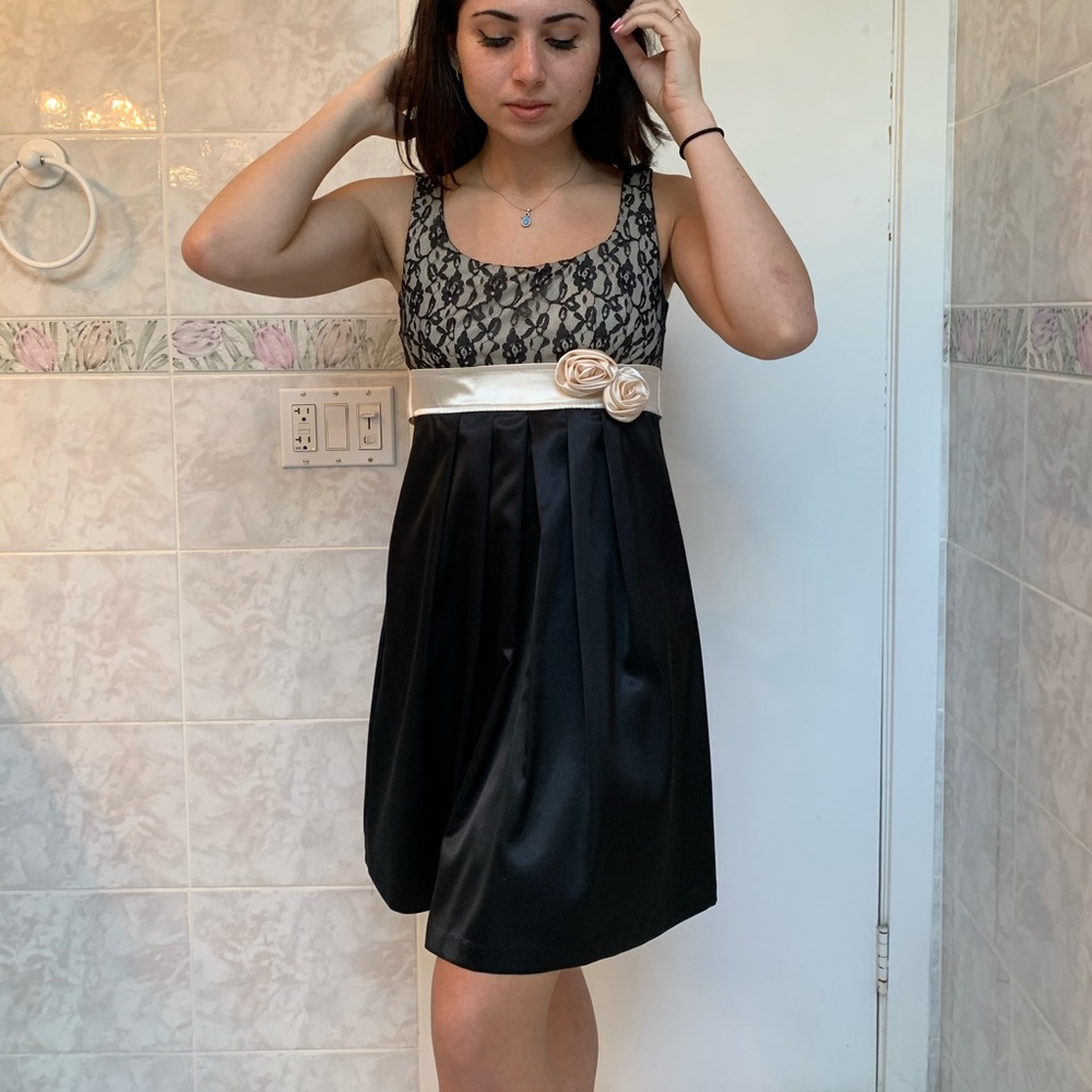 Juniors Dress Cream Lace Black Skirt Prom